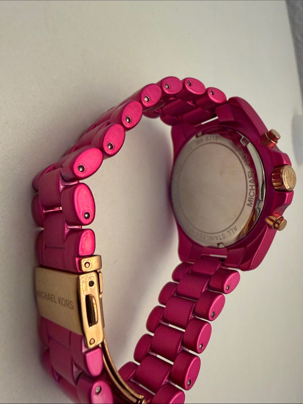 Michael Kors Women's Pink Chronograph Bracelet Watch - Picture 7 of 7